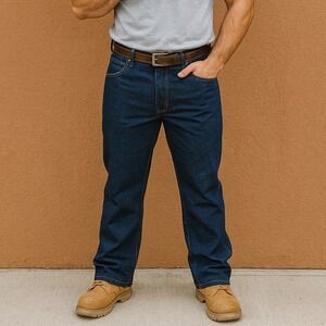 Vintage Rustler 87620‎ Jeans 42x32 Dark Wash Denim USA Made Classic Fit Workwear